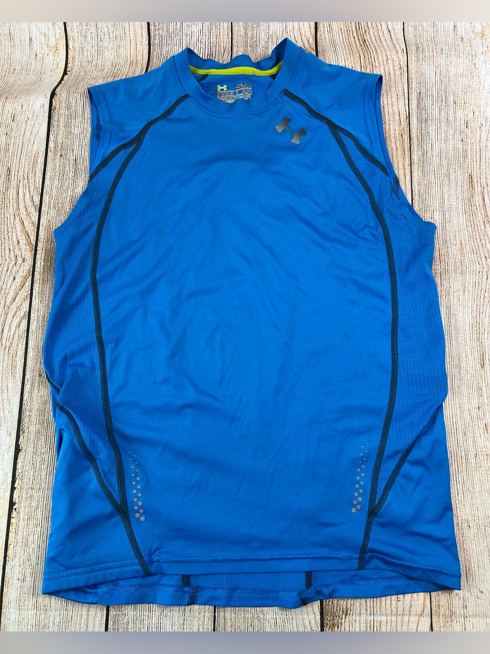 Mens Under Armour Heatgear Blue Muscle Gym Tank Top Shirt Blue Size Small